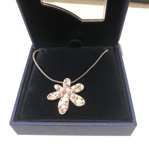 Swarovski Silver Pink Flower Necklace